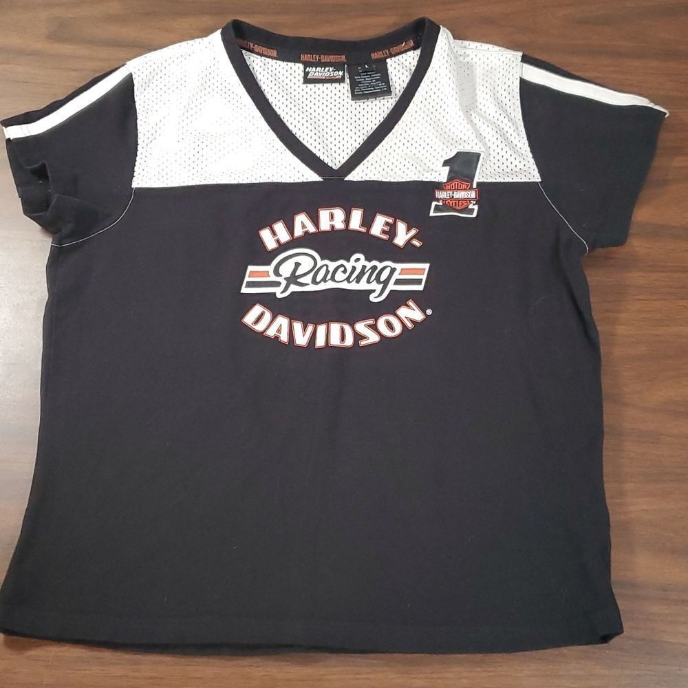 Harley Davidson Racing‎ Short Sleeve Jersey Patch T-Shirt Tee Shirt Large